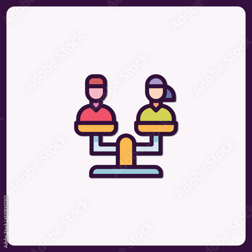 People equality balance concept icon, showcasing gender balance and fairness