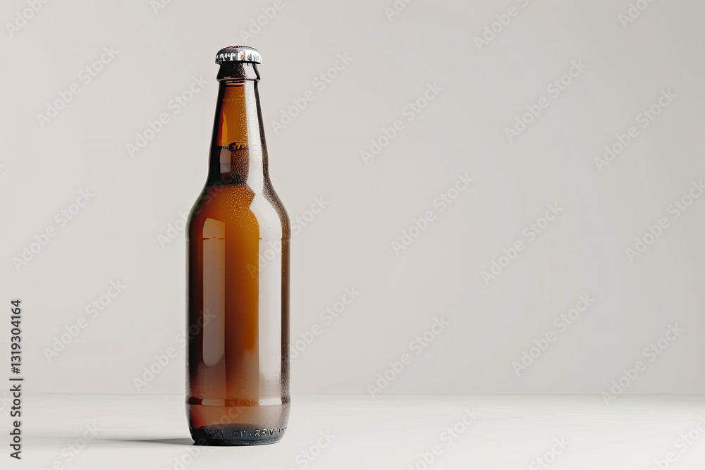 High Definition Visual of Blank Amber Glass Beer Bottle on White Background High Definition Visual of Blank Amber Glass Beer Bottle on White Background