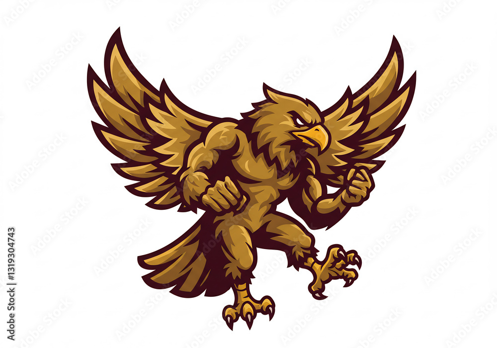 Obraz premium Powerful Brown Eagle Pixel Art Mascot Illustration