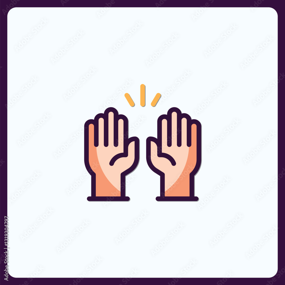 Stylized icon featuring two hands engaged in a high five gesture Stylized icon featuring two hands engaged in a high five gesture