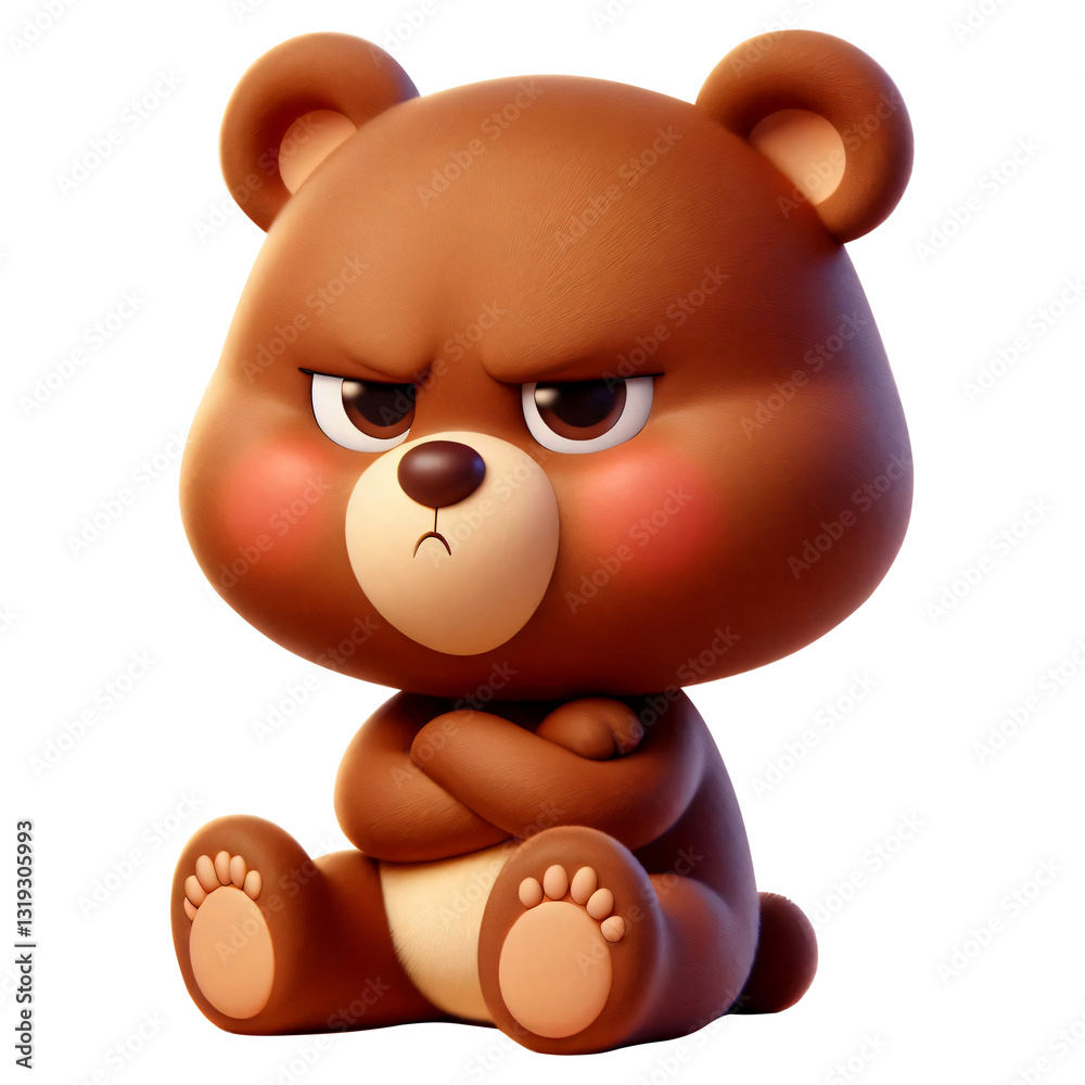 Fototapeta premium Cartoon of a sulking brown bear