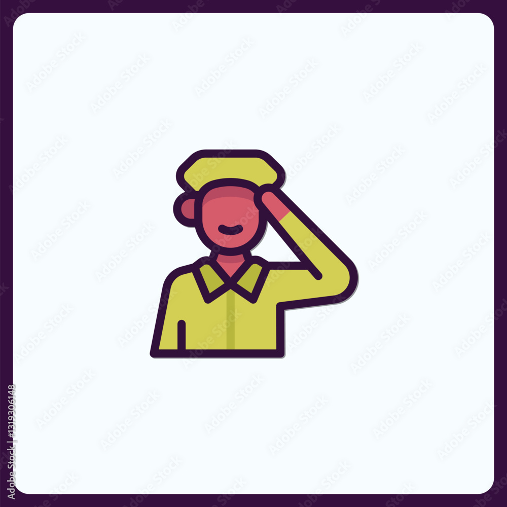 A simple icon illustration of a stylized saluting military figure design A simple icon illustration of a stylized saluting military figure design