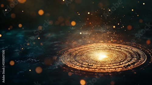 Horizontal Backgrounds A deep bronze-gold gradient with glowing divine Sanskrit texts faintly appearing.