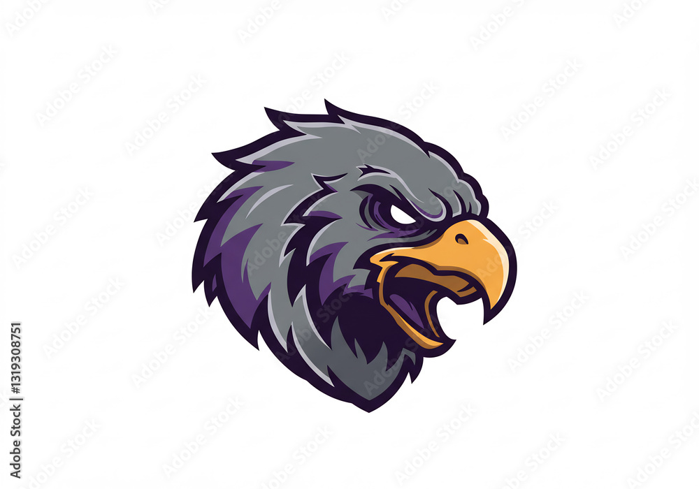 Fototapeta premium Powerful Grey Eagle Head Pixel Art Illustration