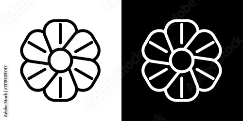 Flax flower icon pack in black and white colors