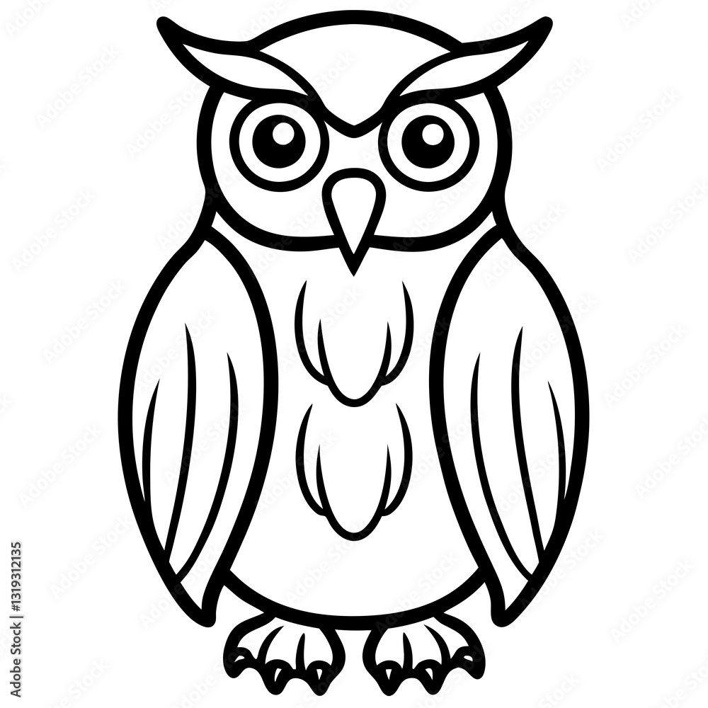 Fototapeta premium Elegant Owl in Single Stroke Vector