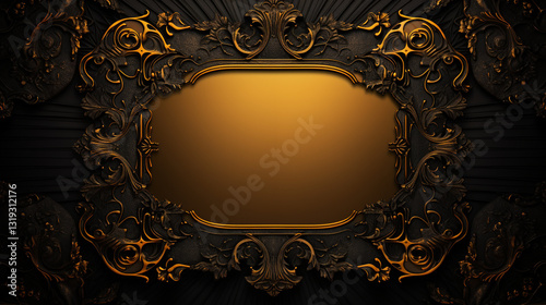 black background, gold yellow ornaments