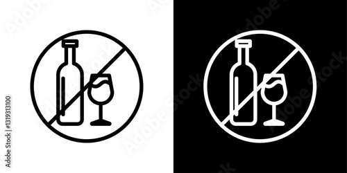 No alcohol sign pack in black and white colors