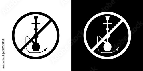 No hookah sign pack in black and white colors