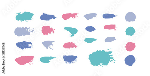 カラフルでかわいい絵の具　抽象的な装飾イラストセット　ペンキ　ペイント　顔料　塗料