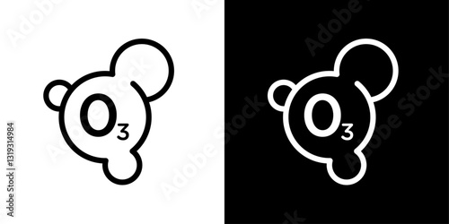 Ozonation icon pack in black and white colors