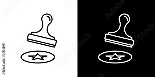 Rubber stamp icon pack in black and white colors