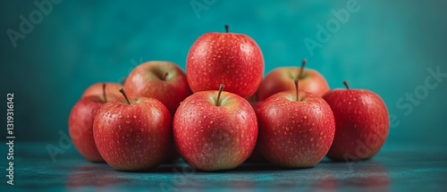 A bunch of red apples are piled on top of each other
