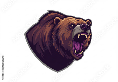 Roaring Brown Bear Pixel Art Illustration