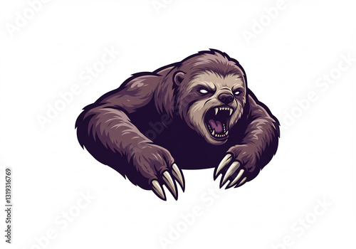 Roaring Brown Sloth Pixel Art Illustration