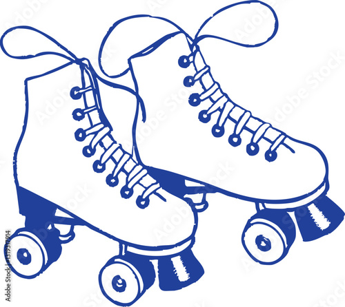 Roller skates with laces and wheels, perfect for fun and fitness activities