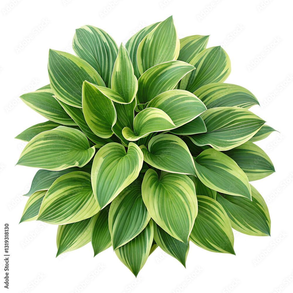 Fototapeta premium Top view of a Hosta, Isolated on a transparent background