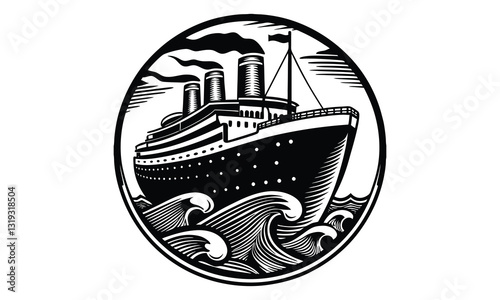Cruise Ship Doodle Ocean Liner Sketch Vector Design