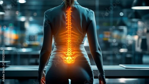 Lumbar Spine Anatomy:  A Woman's Back with Visible Vertebrae and Sacrum Highlighting Lower Back Structure and Health