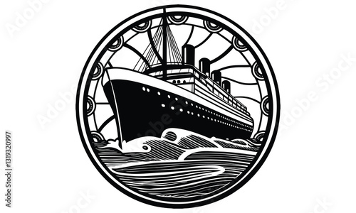 Cruise Ship Doodle Ocean Liner Sketch Vector Design