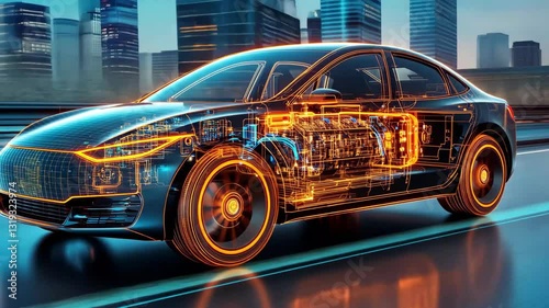 Futuristic electric car engine