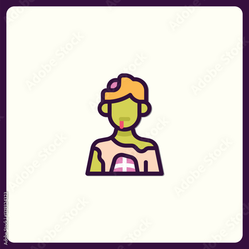 Creepy Zombie Illustration: A Colorful Icon for Halloween Designs