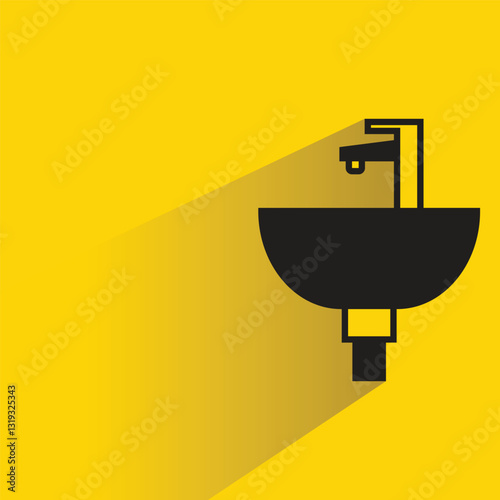 sink icon with shadow on yellow background