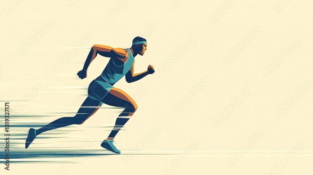 Fototapeta premium Determined male athlete running at high speed towards victory