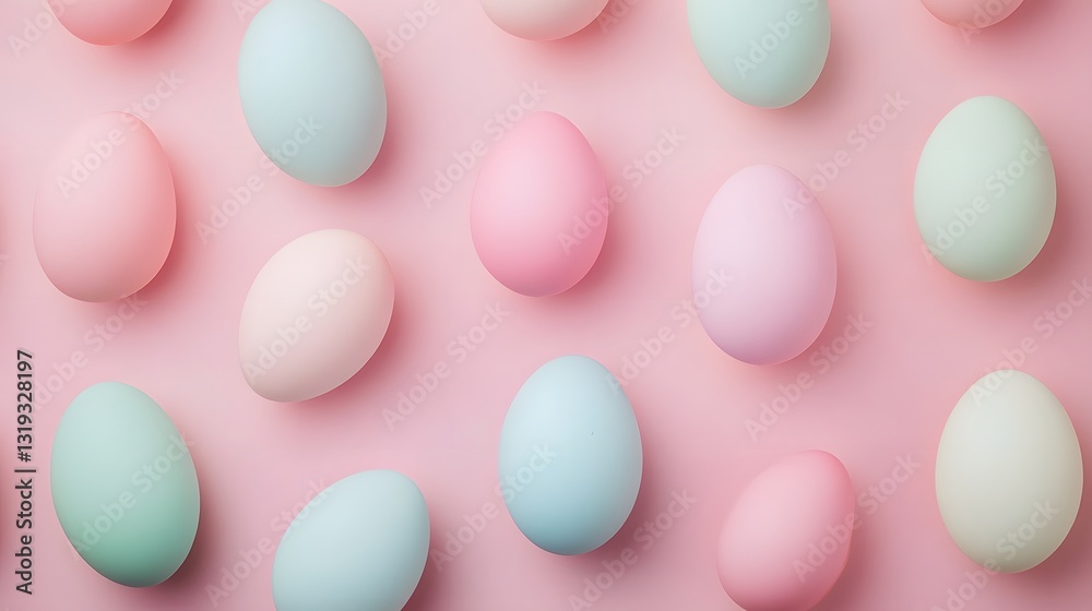 easter eggs in a pink pastel background. easter concept