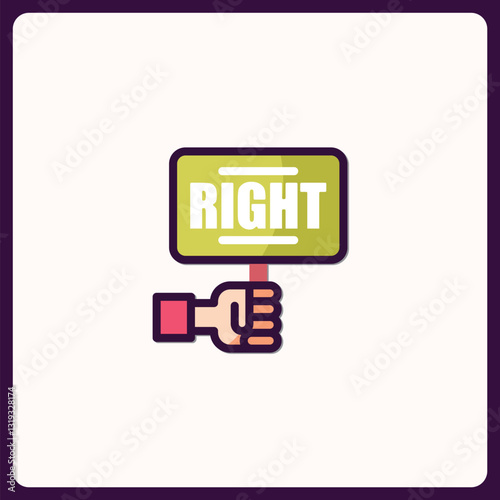 Vibrant Icon of a Hand Holding a Sign Advocating for the Right Choice