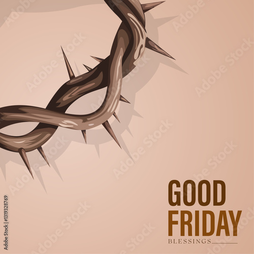 Good Friday Crown with Text.  Good Friday Poster.