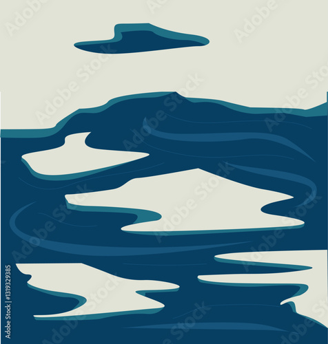  cracked ice. Global warming, climate change. Frozen blue water. Atlantic, antarctic floes, glaciers and icebergs floating on surface