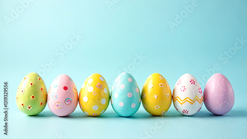 Row of Decorated Easter Eggs for Holiday Celebrations and Festivities