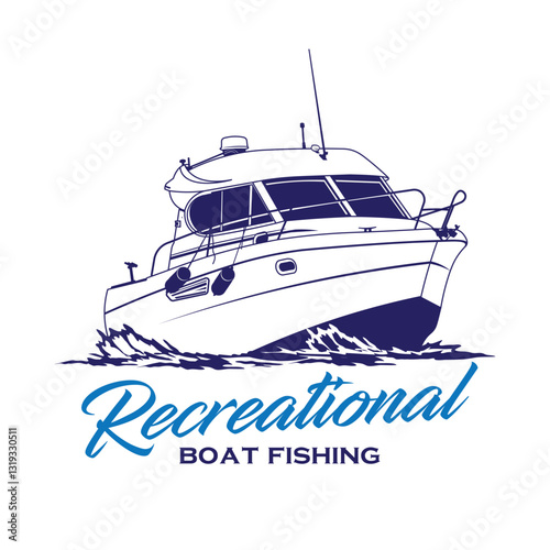 Recreational Boat Fishing illustration logo design