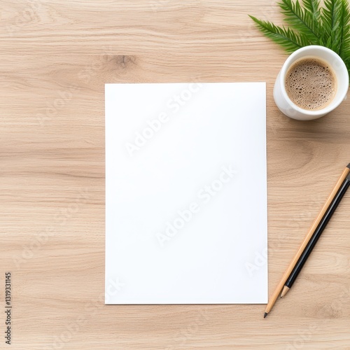 A blank sheet of paper next to a steaming cup of coffee perfect for work from home productivity and creativity boost