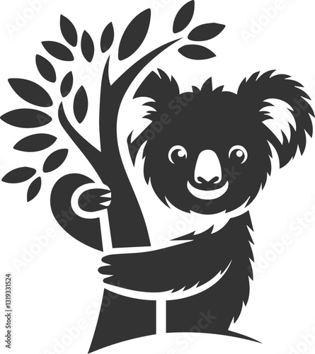 Koala peeking from behind a tree animal vector