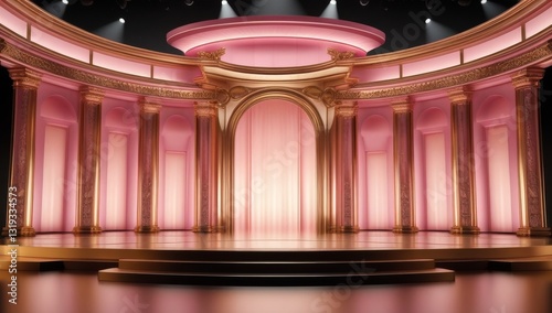 Obraz na płótnie Pink golden ceremony award stage venue background. w salonie