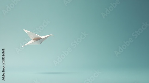 minimalist scene with white paper gently set against soft blue backdrop symbolizing peace and freedom for ve day with
