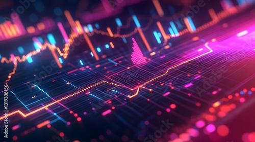 A vibrant digital graph displaying financial data trends and analysis for investment portfolio adjustments and growth insights