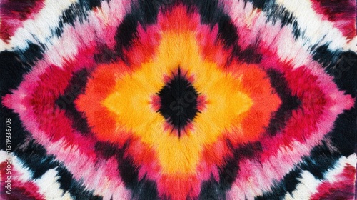 Tie dye woolen textile. Vibrant tie dye fur texture with colorful swirls for fashion design.