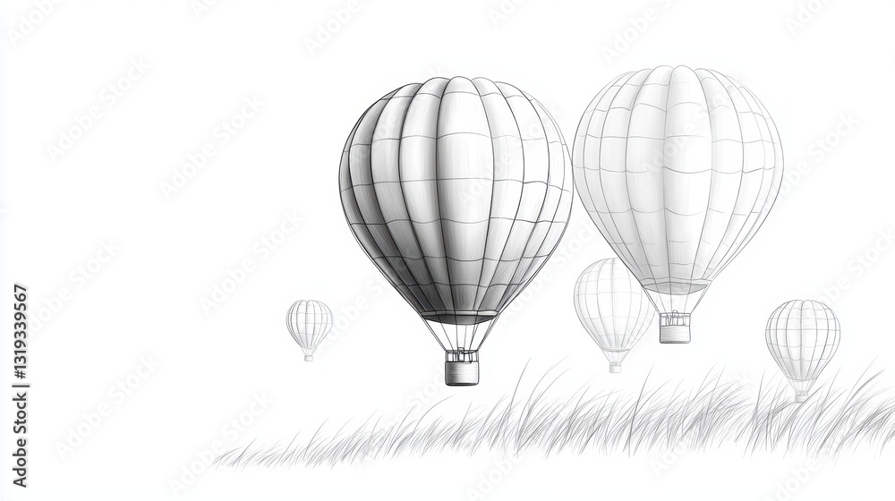 Obraz premium Majestic hot air balloons soaring through the sky, a colorful aerial adventure three