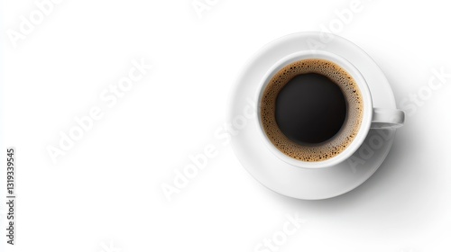 Steaming cup of coffee on white, a cozy morning beverage for refreshing break
