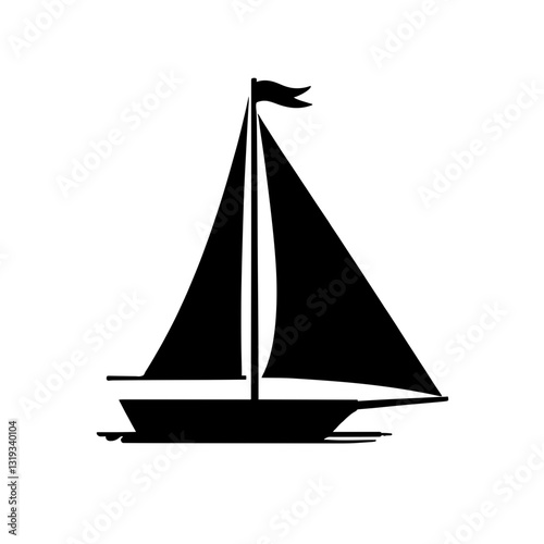 Minimalist black silhouette of a sailboat symbolizing travel and adventure