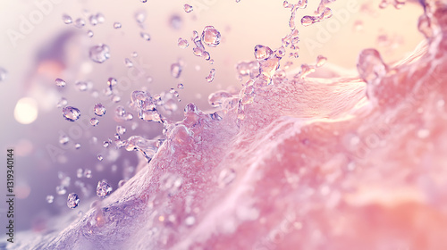 Realistic close-up animation of skin pores opening to absorb active ingredients from a serum, visualizing hydration and rejuvenation effects at a cellular level 