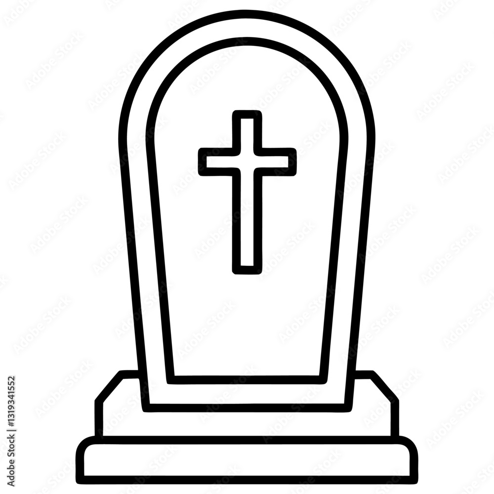 Grave icon vector from easter day. Thin line illustration of grave editable stroke. grave linear sign. illustration vector on white background. Grave icon vector from easter day. Thin line illustration of grave editable stroke. grave linear sign. illustration vector on white background.
