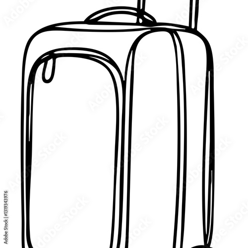 Black outline suitcase on white background