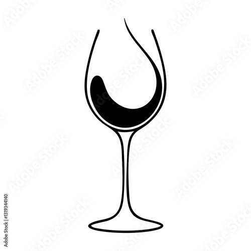Wine glass silhouette with liquid