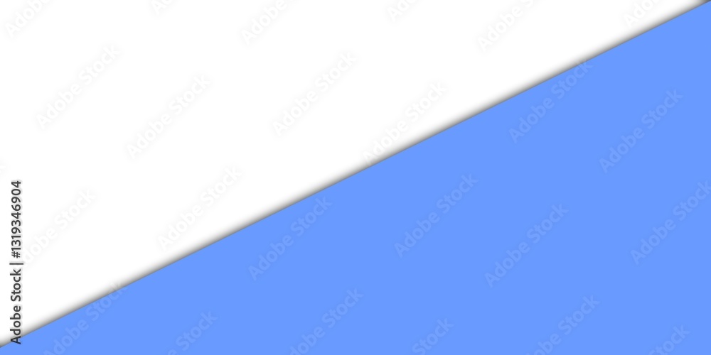 Minimalist papercut white and blue background. Abstract background with a diagonal split of white and blue colors. Modern and clean design for your design