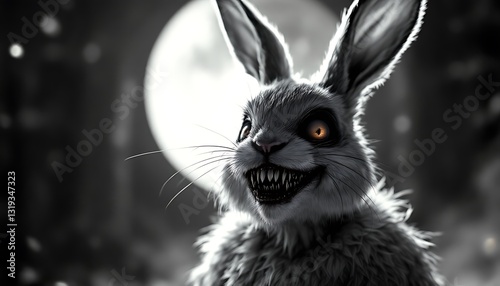 Evil Rabbit Digital Art Spooky Halloween Night Scene