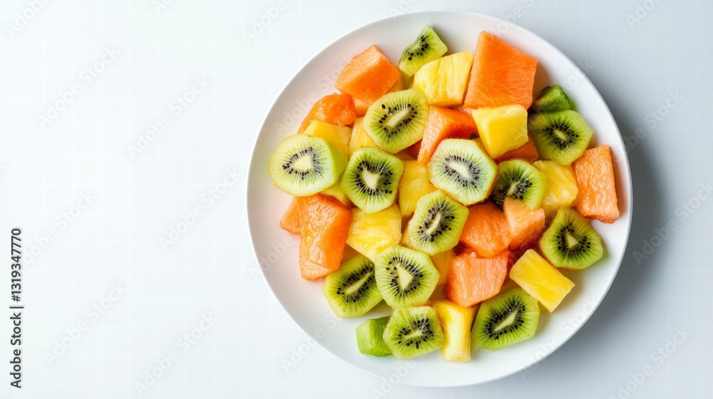 Exotic Fruit Medley: A vibrant assortment of tropical fruits, artfully arranged on a pristine plate, evokes a refreshing and delicious culinary experience. Perfect for those looking for healthy food. Exotic Fruit Medley: A vibrant assortment of tropical fruits, artfully arranged on a pristine plate, evokes a refreshing and delicious culinary experience. Perfect for those looking for healthy food.